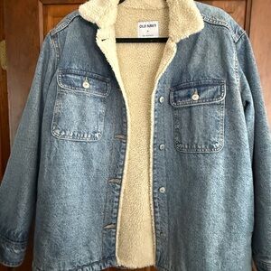 Old Navy Blue Denim Jacket with Cream Sherpa Lining